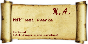 Ménesi Avarka névjegykártya